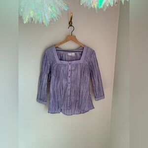 Y2K Lavender Purple Fairy Feminine Square Neck Blouse Top Size Large